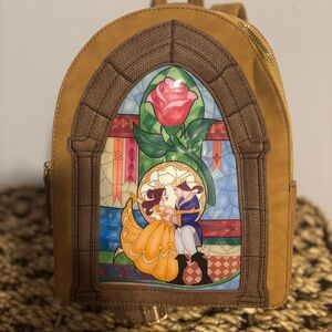 Loungefly Tan Backpack with Stained Glass Design